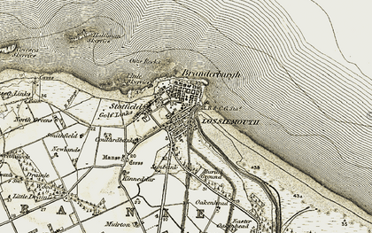 Old map of Lossiemouth in 1910-1911