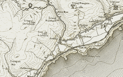 Old map of Lothbeg in 1911-1912