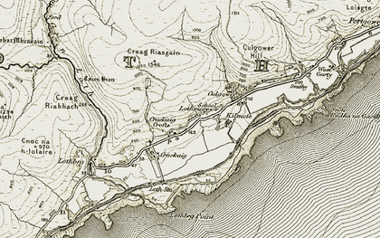 Old map of Beinn Mhealaich in 1911-1912