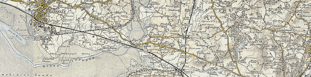 Old map of Loughor in 1900-1901