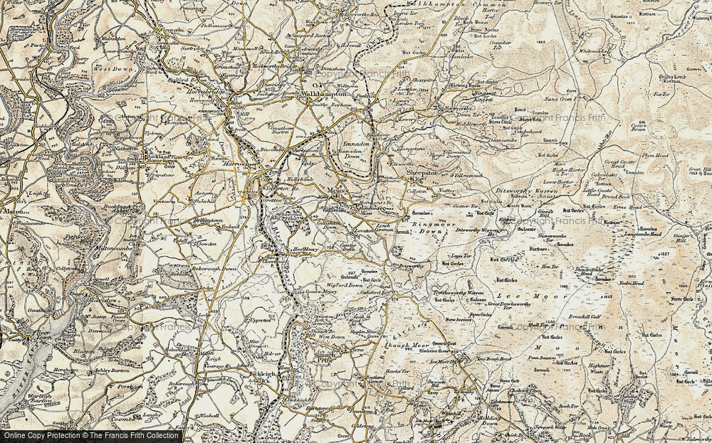 Old Map of Historic Map covering Brisworthy in 1899-1900