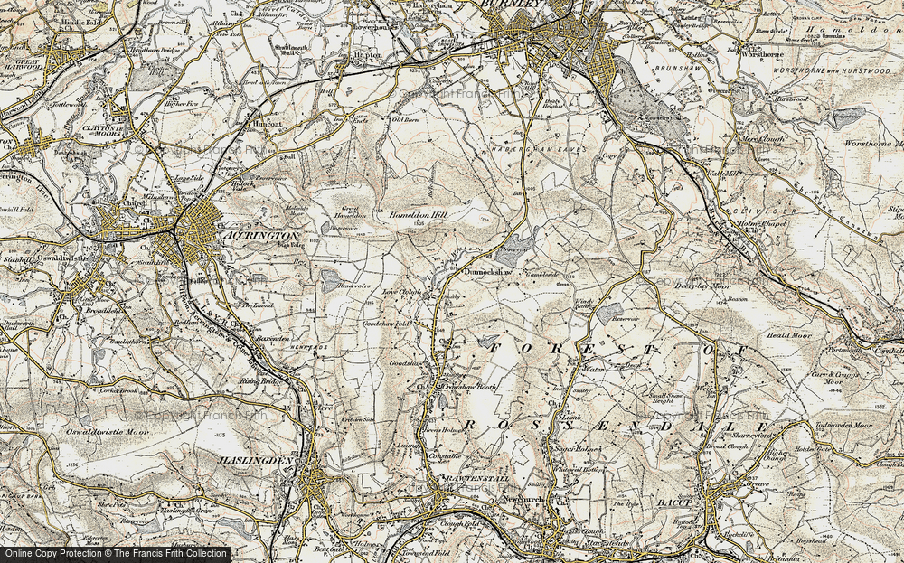 Old Map of Love Clough, 1903 in 1903
