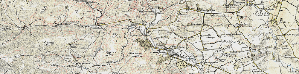 Old map of Low Alwinton in 1901-1903