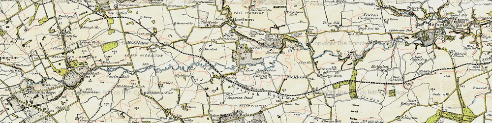Old map of Low Angerton in 1901-1903