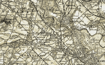 Old map of Low Blantyre in 1904-1905