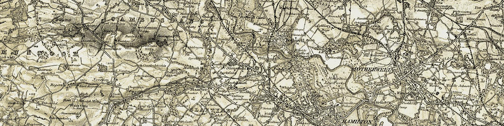 Old map of Low Blantyre in 1904-1905