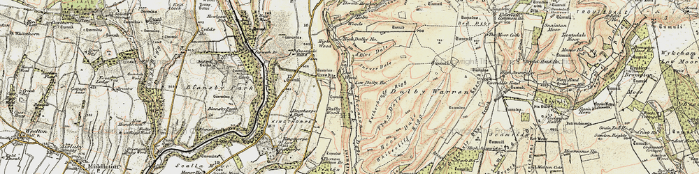 Old map of Low Dalby in 1903-1904