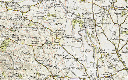Old map of Low Ellington in 1903-1904