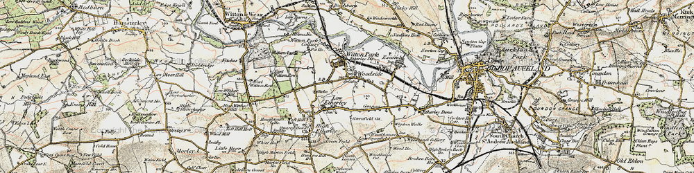 Old map of Low Etherley in 1903-1904