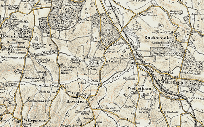 Old map of Nowton Park in 1899-1901
