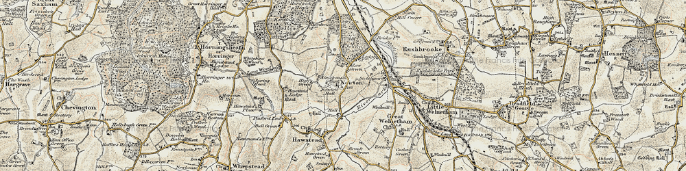 Old map of Nowton Park in 1899-1901