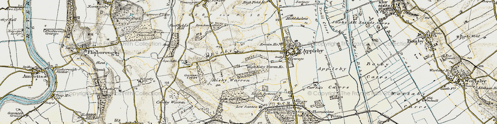 Old map of Low Risby in 1903-1908