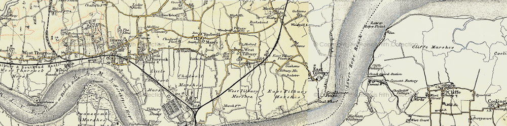 Old map of West Tilbury Marshes in 1897-1898