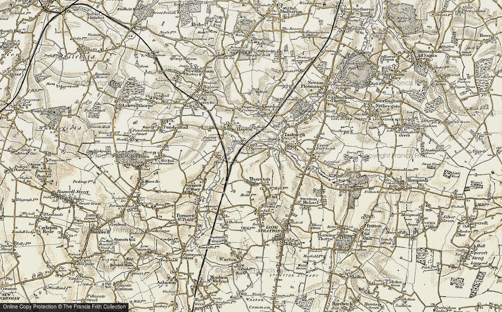 Old Map of Low Tharston, 1901-1902 in 1901-1902