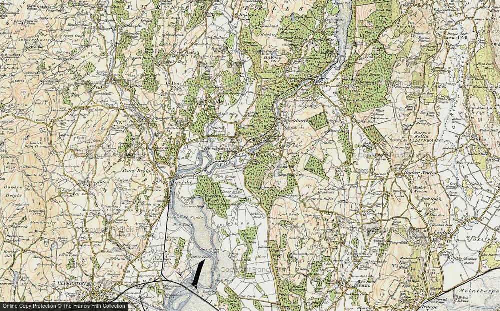 Old Map of Historic Map covering Bigland Tarn in 1903-1904