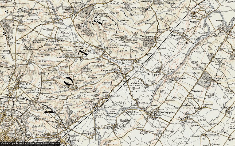 Old Map of Lowdham, 1902 in 1902