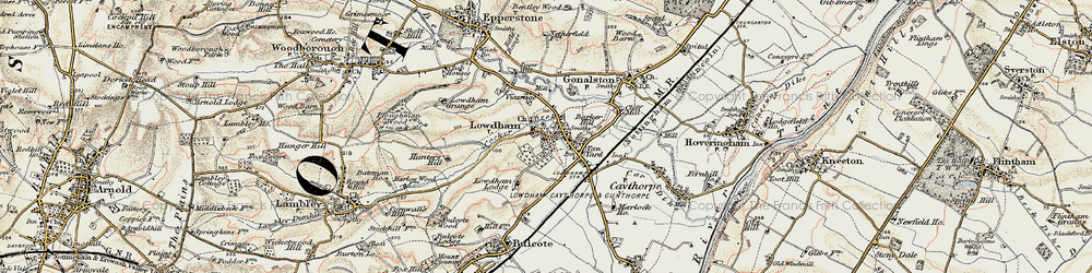Old map of Lowdham Lodge in 1902