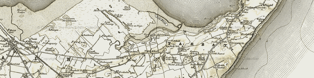 Old map of Lower Arboll in 1911-1912
