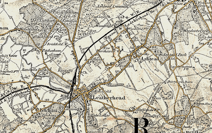 Old map of Lower Ashtead in 1897-1909