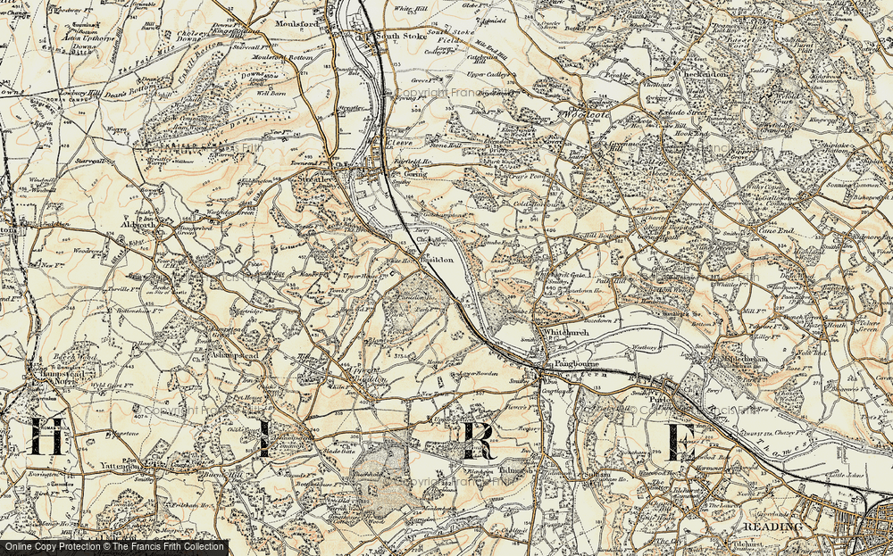 Old Map of Historic Map covering Basildon Park in 1897-1900