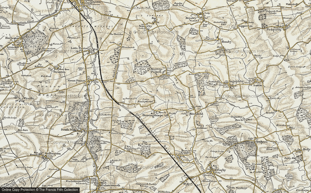 Old Map of Lower Bassingthorpe, 1902-1903 in 1902-1903