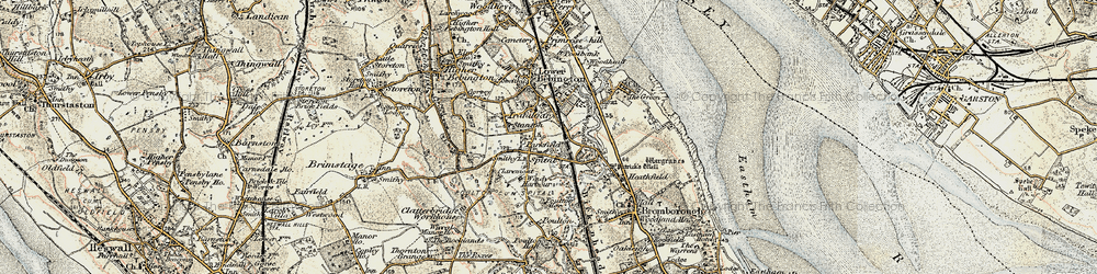 Old map of Lower Bebington in 1902-1903