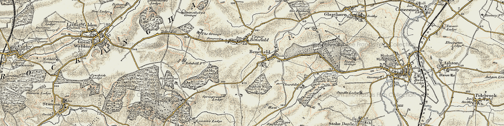 Old map of Lower Benefield in 1901-1902