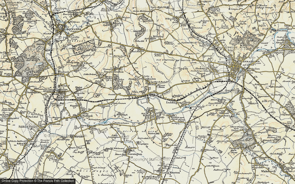 Old Map of Historic Map covering Binton Hill in 1899-1901