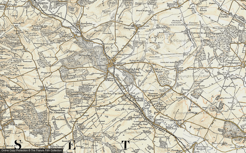 Old Map of Lower Blandford St Mary, 1897-1909 in 1897-1909