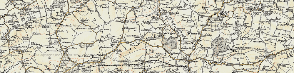 Old map of Lower Bobbingworth Green in 1898