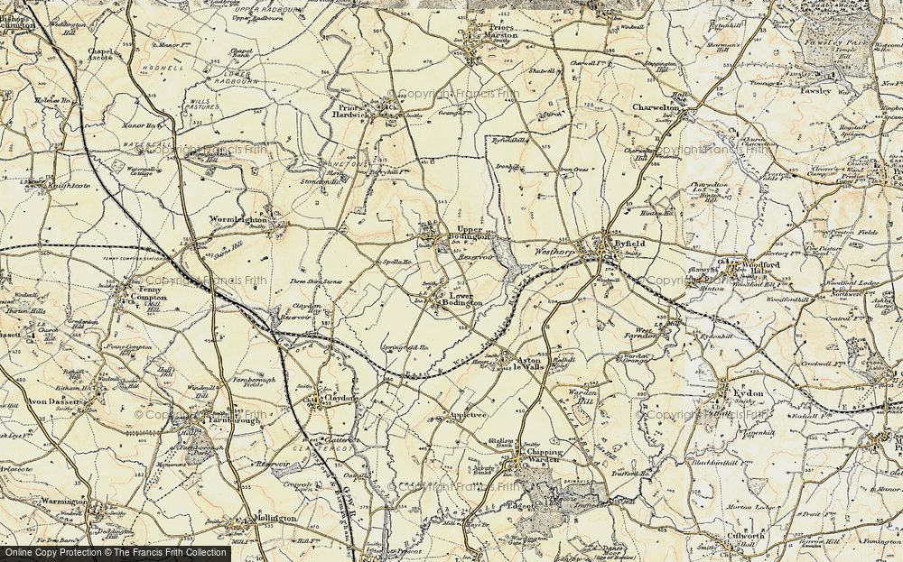 Old Map of Historic Map covering Boddington Resr in 1898-1901