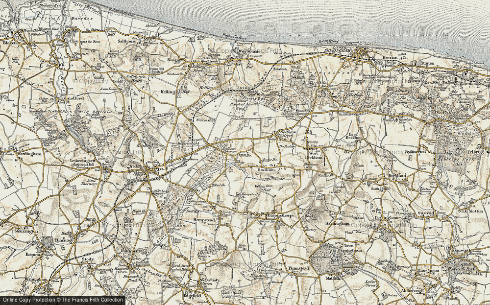 Old Map of Historic Map covering Bodham Common in 1901-1902