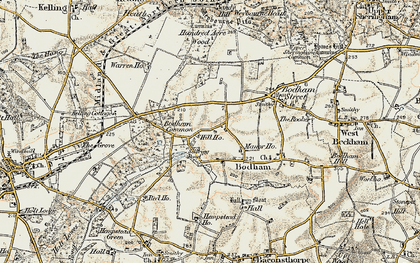 Old map of Lower Bodham in 1901-1902