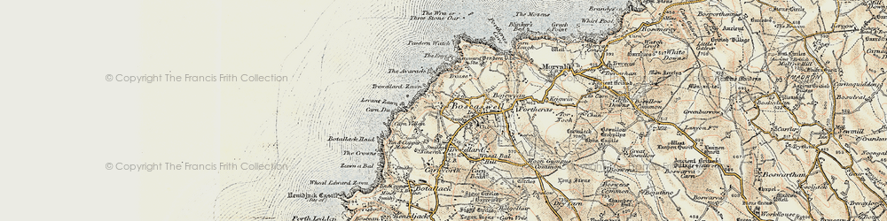 Old map of Levant Zawn in 1900