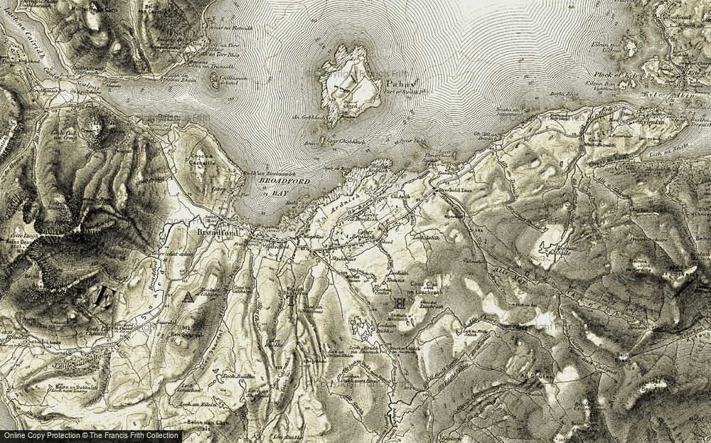 Old Map of Historic Map covering Allt Lochain Cruinn in 1906-1909