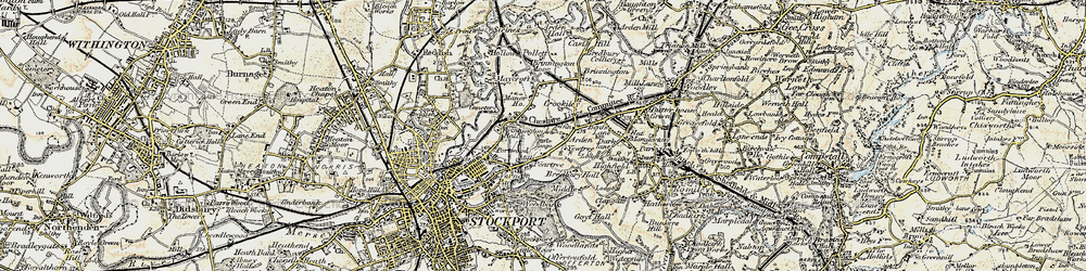 Old map of Lower Bredbury in 1903