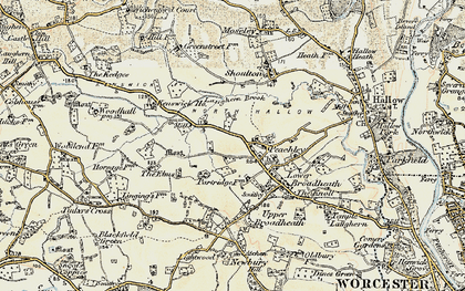 Old map of Lower Broadheath in 1899-1902