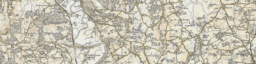 Old map of Alford's Mill in 1899-1900