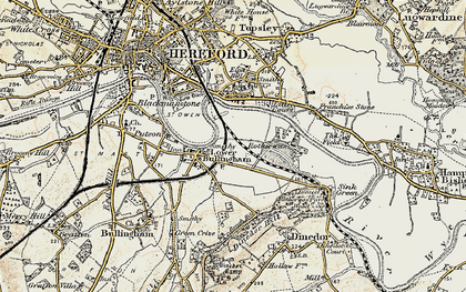 Old map of Lower Bullingham in 1899-1901