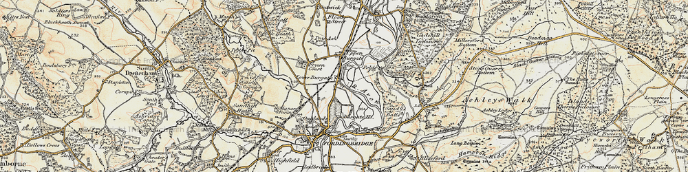 Old map of Lower Burgate in 1897-1909