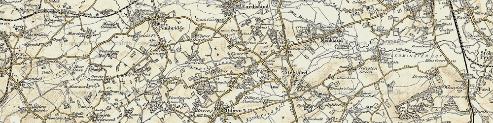 Old map of Burton Court in 1900-1903