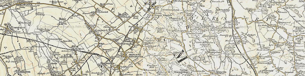 Old map of Whiteleaf Cross in 1897-1898