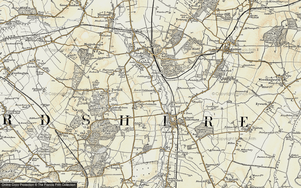 Old Map of Lower Caldecote, 1898-1901 in 1898-1901