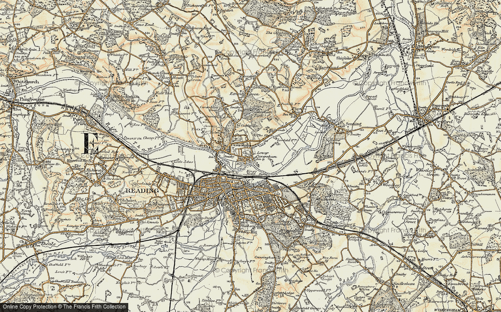 Old Map of Lower Caversham, 1897-1909 in 1897-1909