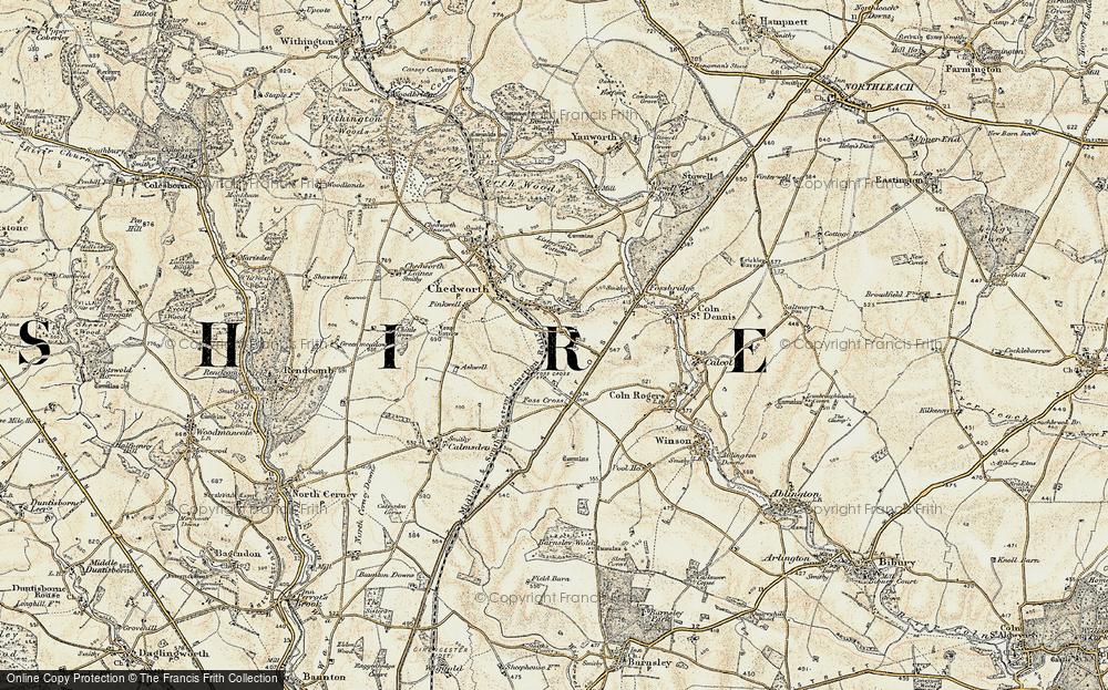Old Map of Lower Chedworth, 1898-1899 in 1898-1899