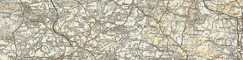 Old map of Bewl Water in 1898