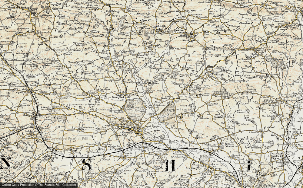 Old Map of Historic Map covering Shobrooke Park in 1899-1900