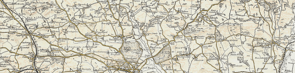 Old map of Lower Creedy in 1899-1900