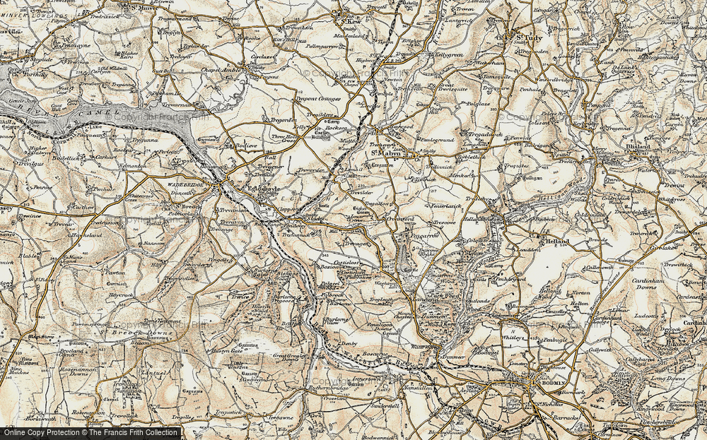 Old Map of Lower Croan, 1900 in 1900