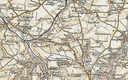 Old map of Lower Croan in 1900